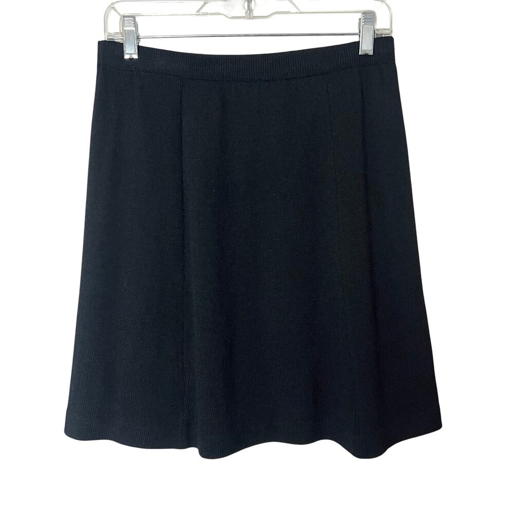 St. John Collection Knit A-Line Skirt Flared Hem Black Classic Career Size 10